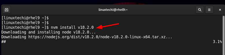 Install-specific-nodejs-version-nvm-command-rhel9