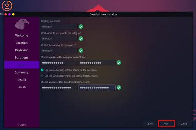 User-Creation-Screen-during-Garuda-Linux-Installation