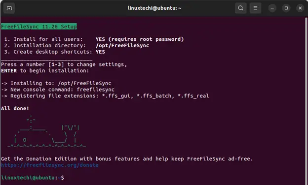 Successfull-installation-freefilesync-ubuntu