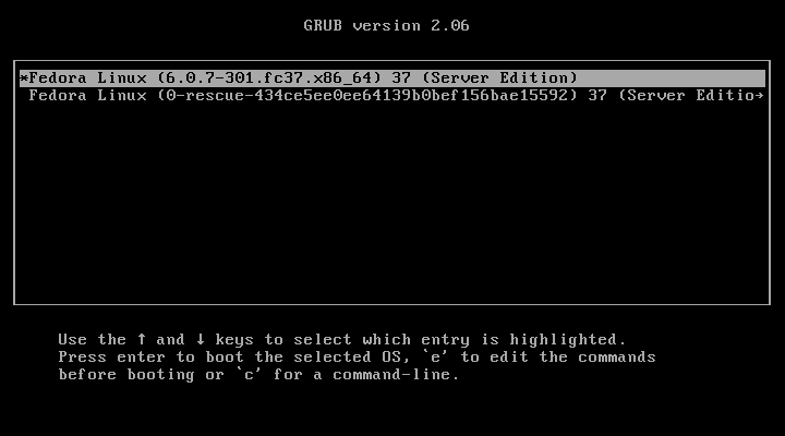 Boot-Fedora-Server-Edition-Grub-Screen