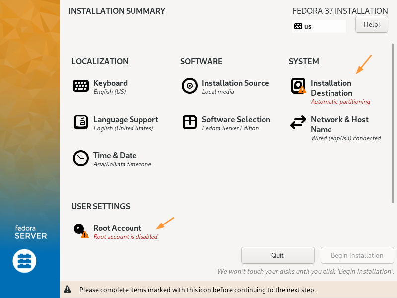 Default-Installation-Summary-Fedora-Server-Installation