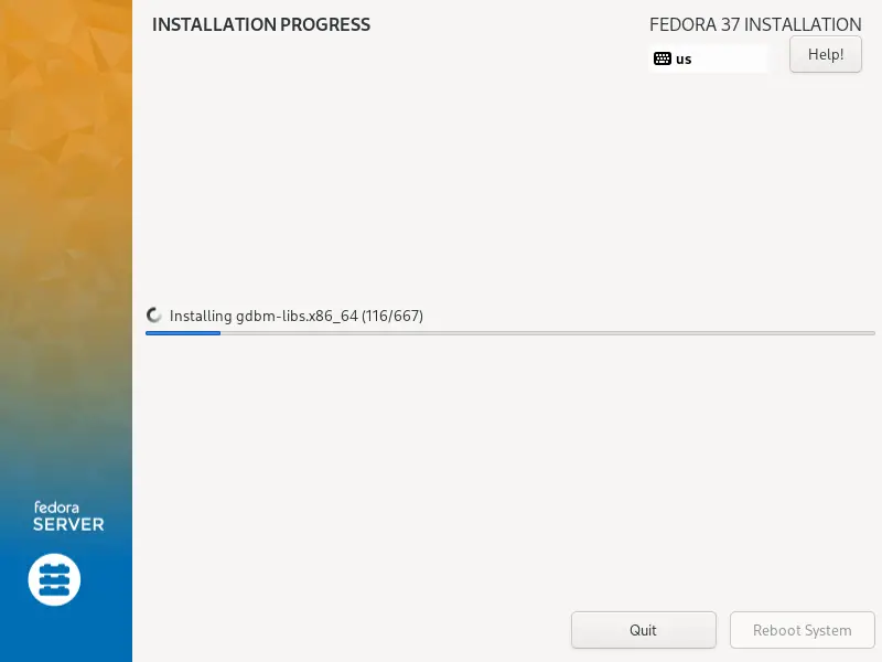 Fedora-Server-37-Installation-Progress
