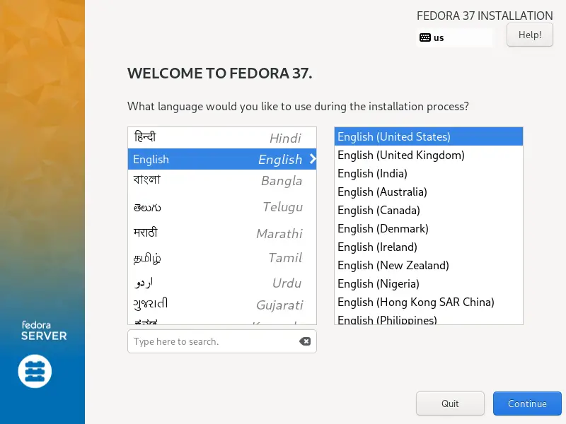 Language-Selection-For-Fedora-Server-Installation
