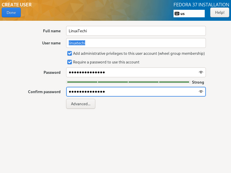 Local-User-Creation-Fedora-Server-Installation