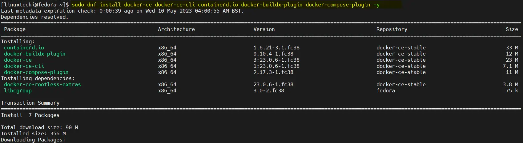 DNF-Install-Docker-Containerd-Fedora-Linux
