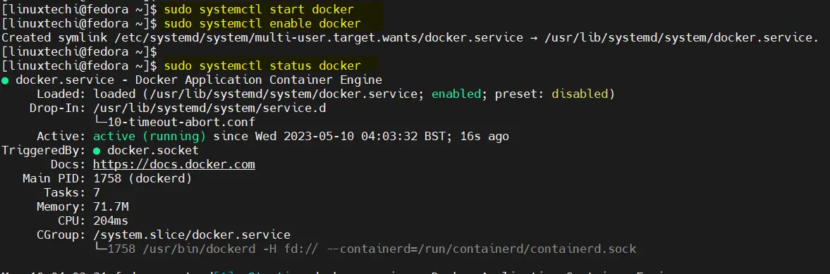 Start-Enable-Docker-Service-Fedora-Linux
