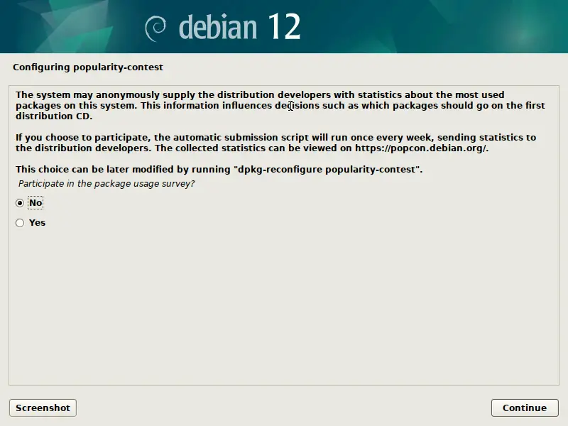 Choose-No-Package-Participation-Survey-Debian12-Installation
