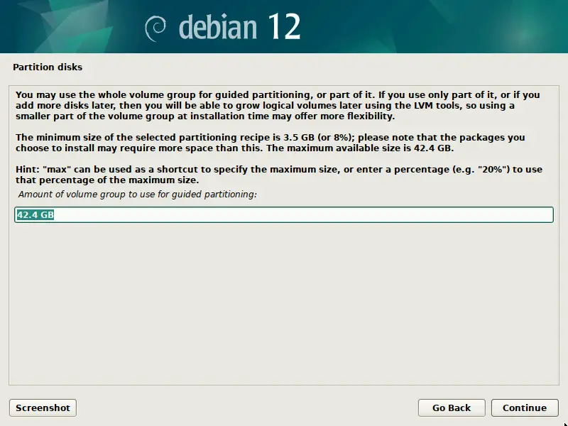 Disk-Size-for-Debian12-Installation