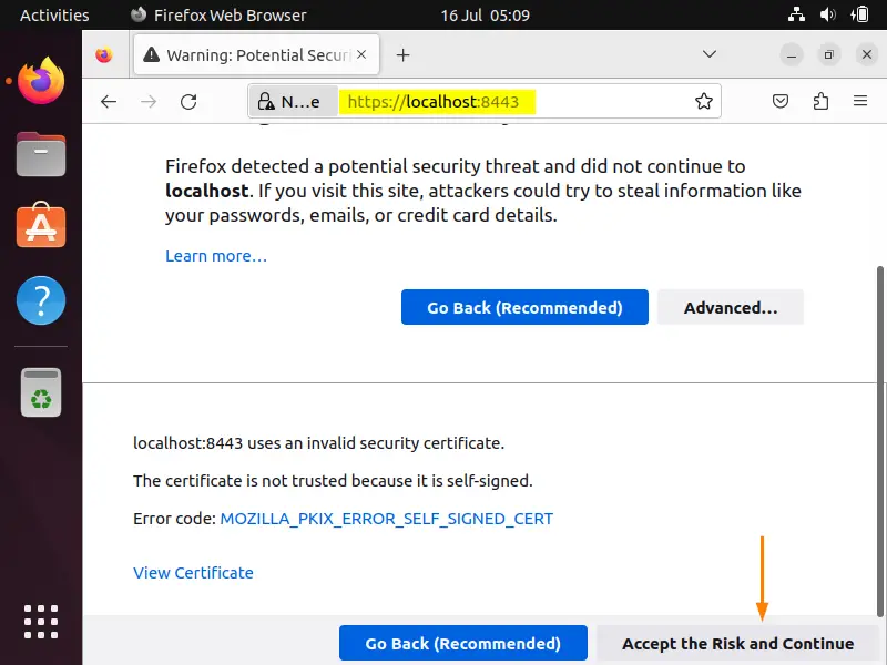 Accept-Risk-SSL-Kubernetes-Dashboard