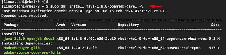 Install-Java-8-RHEL9-DNF-Command
