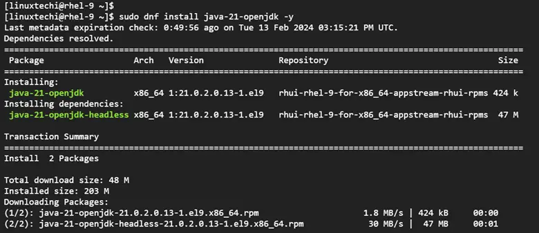 Install-Java21-on-RHEL9-DNF-Command