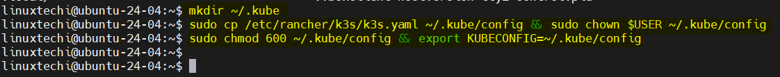 KubeConfig file For k3s Kubernetes Ubuntu 24.04