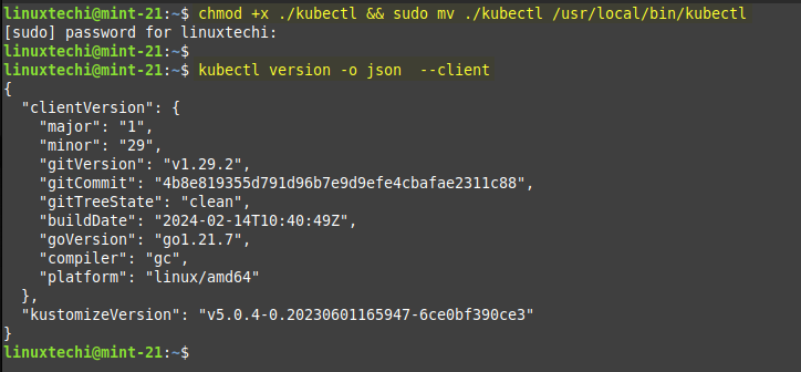 Kubectl-Version-Check-LinuxMint21