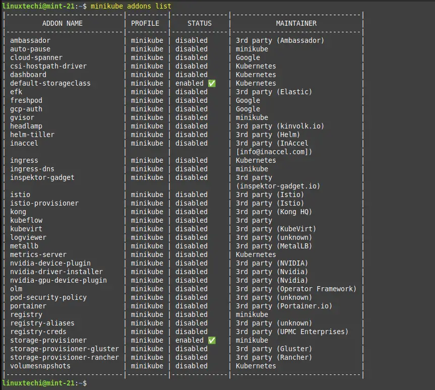 Support-Minikube-Addons-Linuxmint21