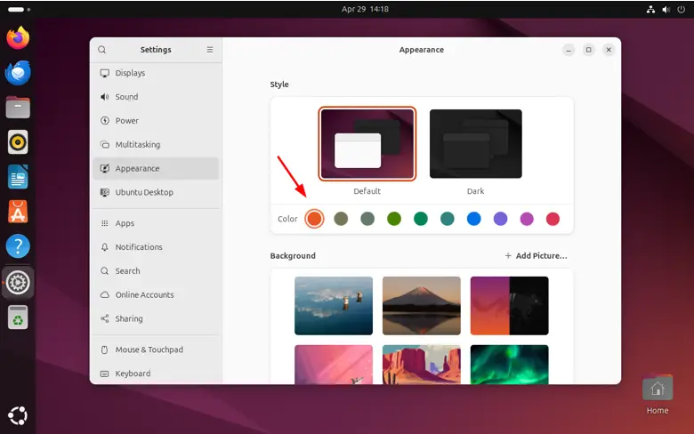 Accent-color-Settings-Ubuntu-24-04