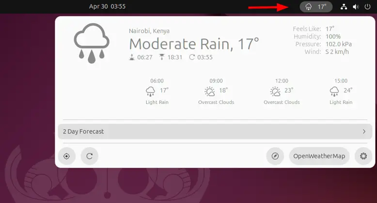 Weather-App-Display-Ubuntu-Desktop