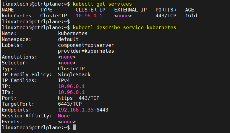 Kubectl describe service