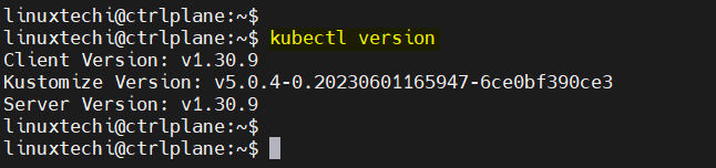 kubectl version command