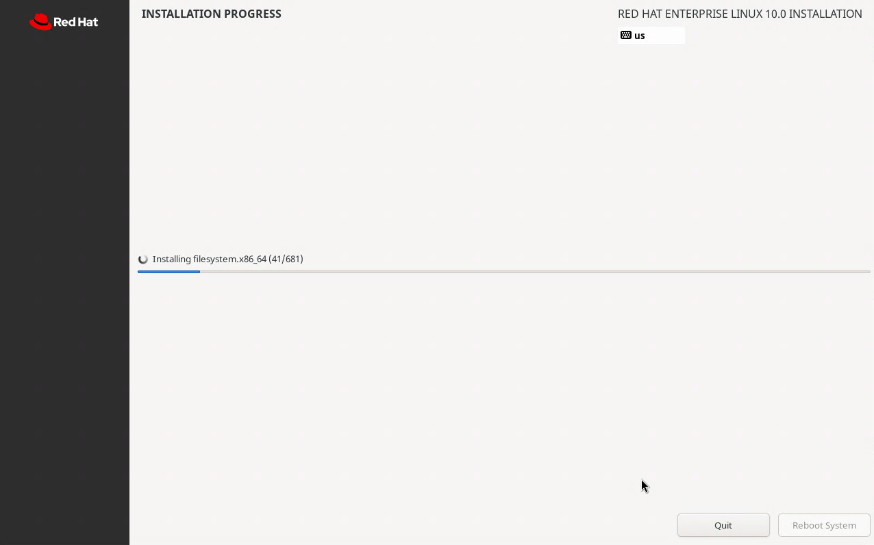 RHEL 10 Installation Progress